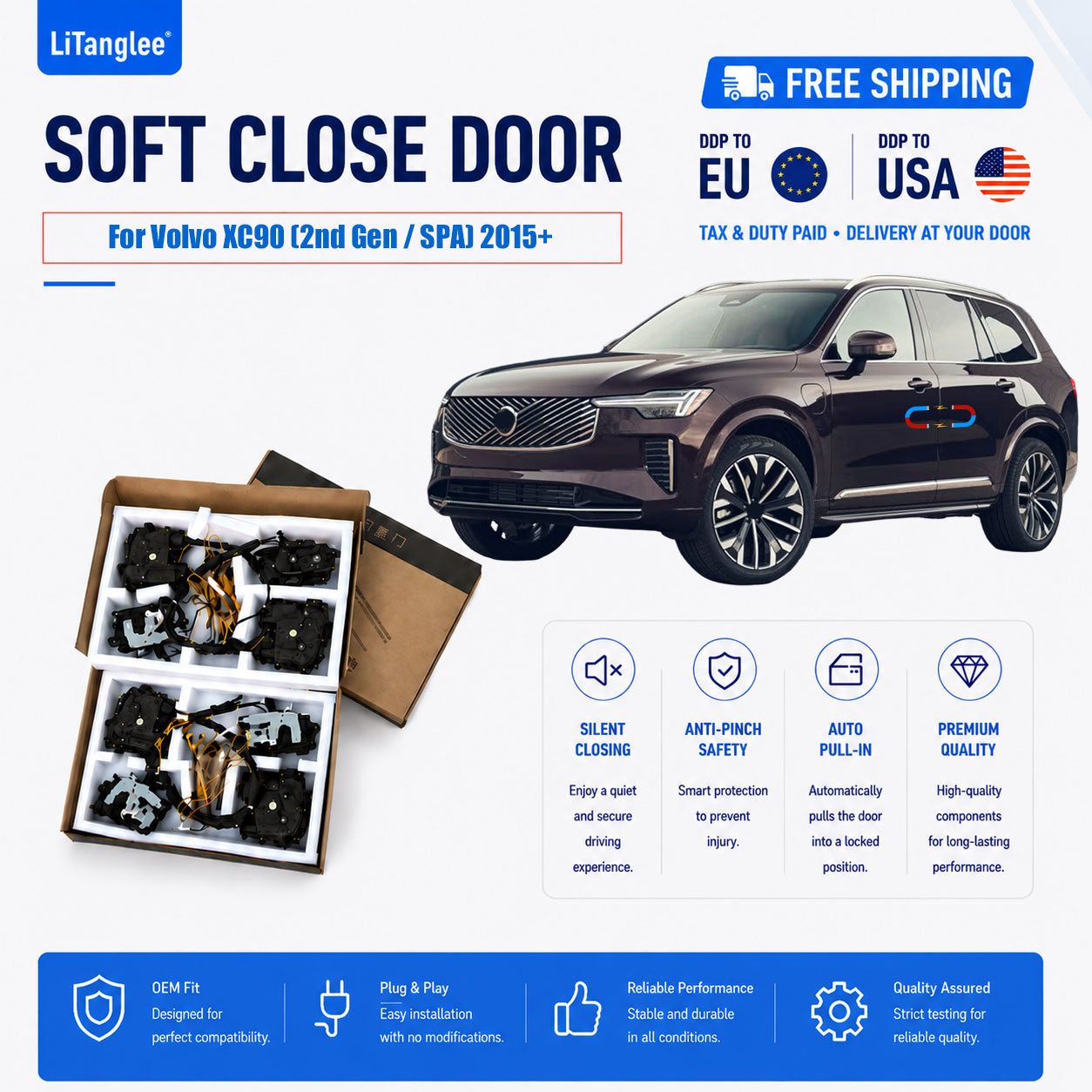 For Volvo XC90 (2nd Gen / SPA) 2015+ 4-Door Electric Soft Close System | LiTanglee