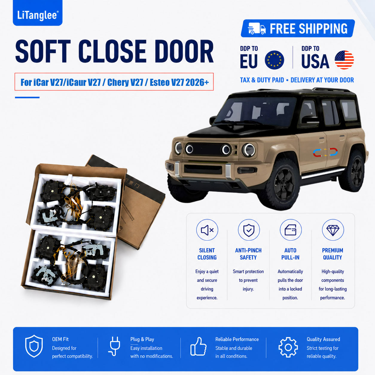 For iCar V27/iCaur V27 / Chery V27 / Esteo V27 Electric Soft Close Door Upgrade Kit | LiTanglee
